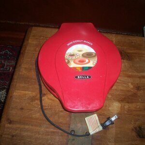 Mini Donut Maker Non Stick Red Bella Cucina Original Makes 7 Donuts, Tested